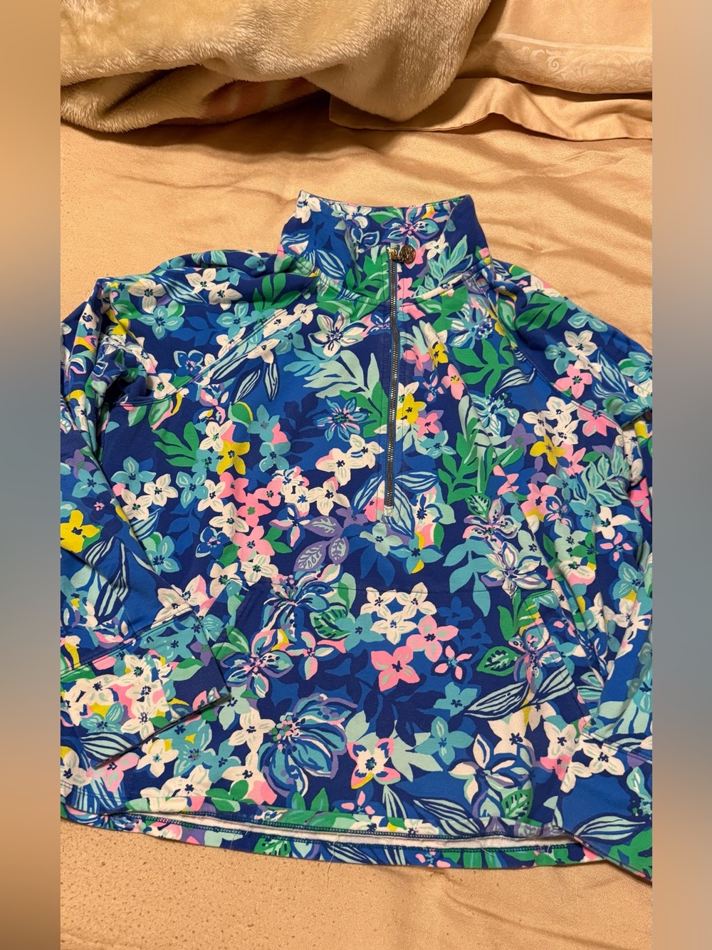 Lilly Pulitzer half zip cotton  blend sweatshirt size XL